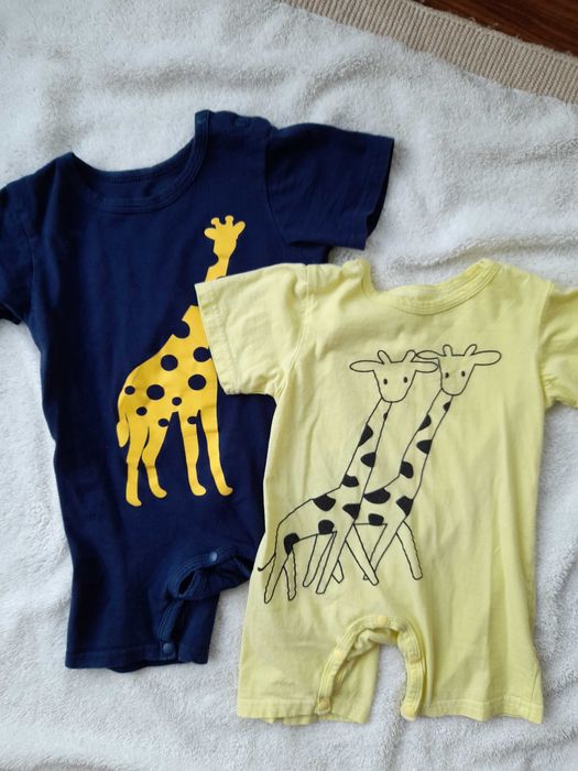 Piżamka rampers pajacyk Shein żółty granatowy żyrafa