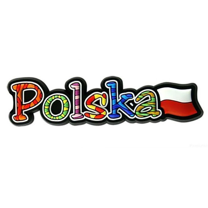 Gumowy magnes na lodówkę napis Polska