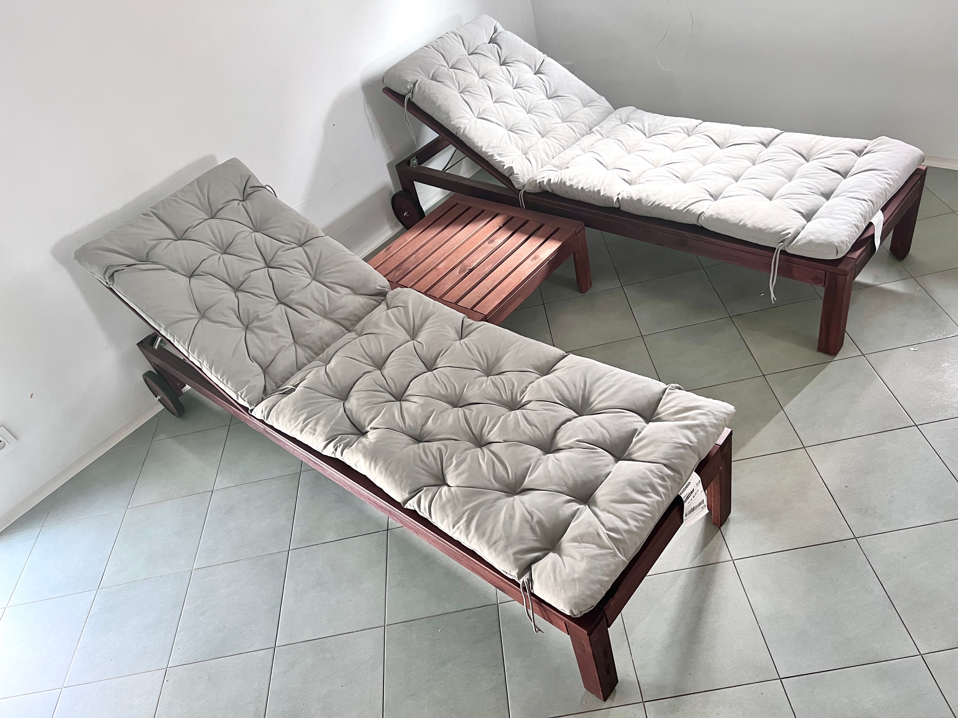 Zestaw 3szt leżaki i stolik Ikea Applaro regulowane oparcie ogrodowe