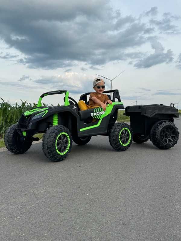 Zestaw BUGGY RACING A032 + przyczepa 24V auto na akumulator JEEP 2os.
