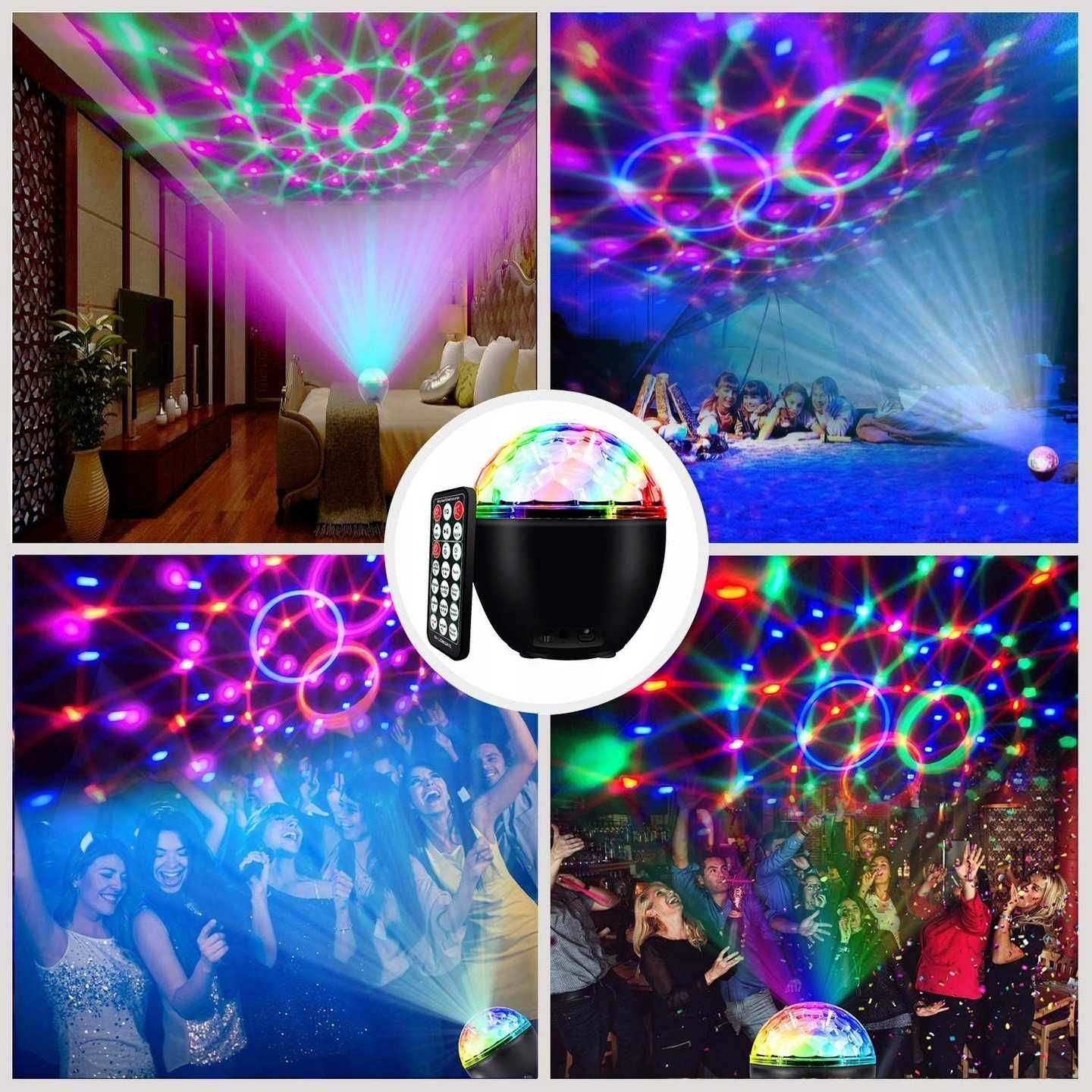 Lampka led party imprezowa projektor DISCO głośnik bluetooth