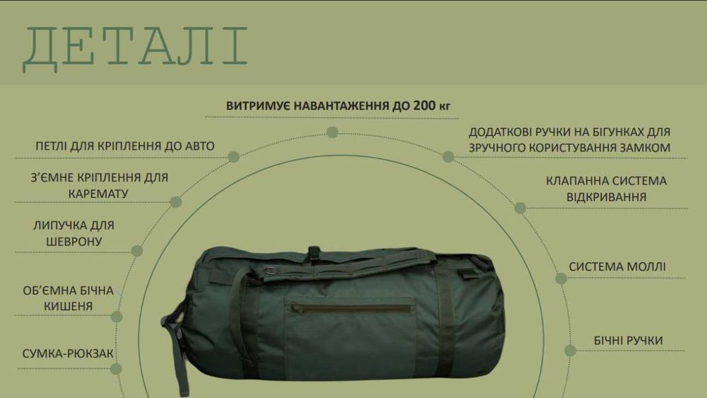 Сумка - баул тактичний 100 л Олива Виробництво ОБЕРІГ