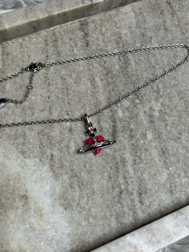 Vivienne Westwood Mini Pink Heart Necklace подвеска кулон