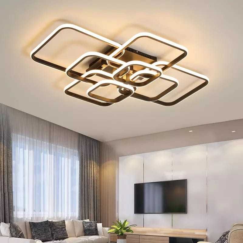 Lampa sufitowa plafon nowoczesny czarny LED pilot