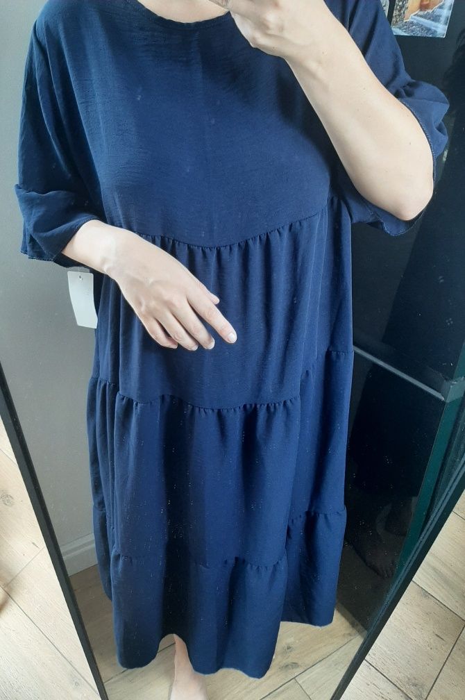 Sukienka granatowa long dress oversize nowa długa