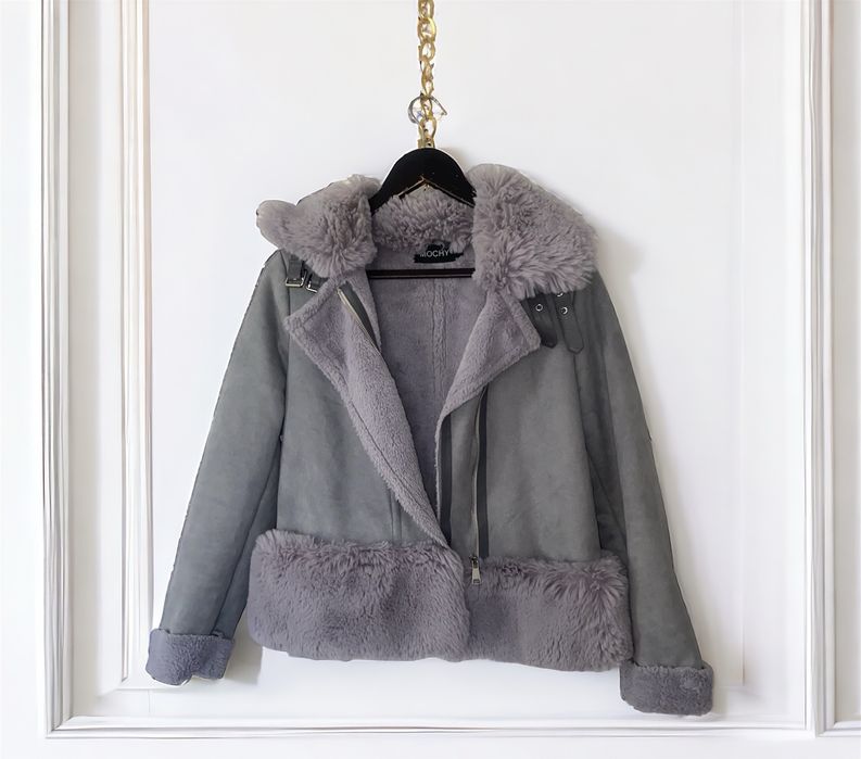 Kożuch wiosenny Mochy M z futerkiem