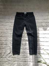 ZARA BASIC 30 (S) Slim Fit мужские джинсы черные графитовые плотные