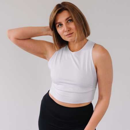 Crop-top o gładkiej teksturze Rozmiar XS S M