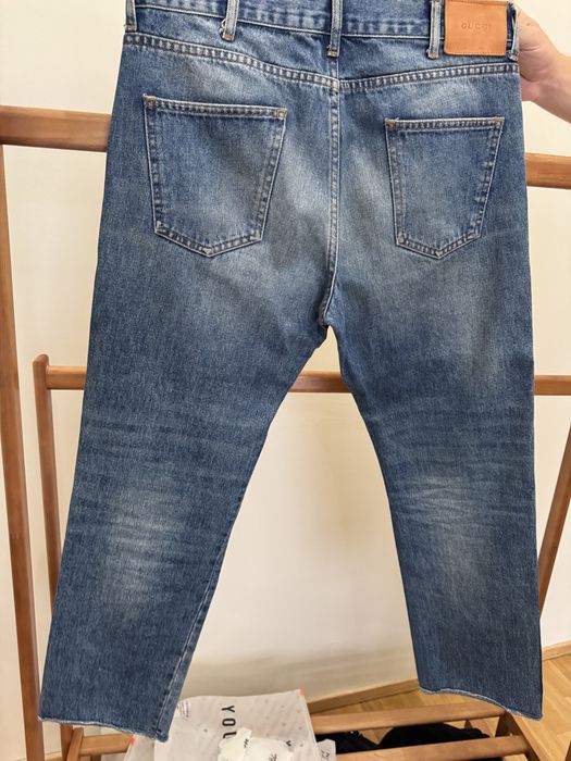 Синие джинсы Gucci оригинал со змеиной нашивкой