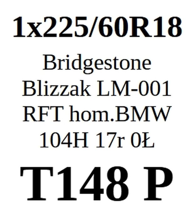 1x 225/60R18 Bridgestone Blizzak LM001 104H 5,1mm RunFlat