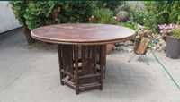 Stary duży okrągły stół drewniany ratanowy wiklinowy ! (WYSYŁAM)