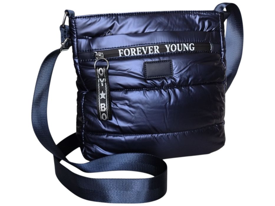 Torebka Damska, Miejska Mała Pikowana Listonoszka, Kolor Niebieski