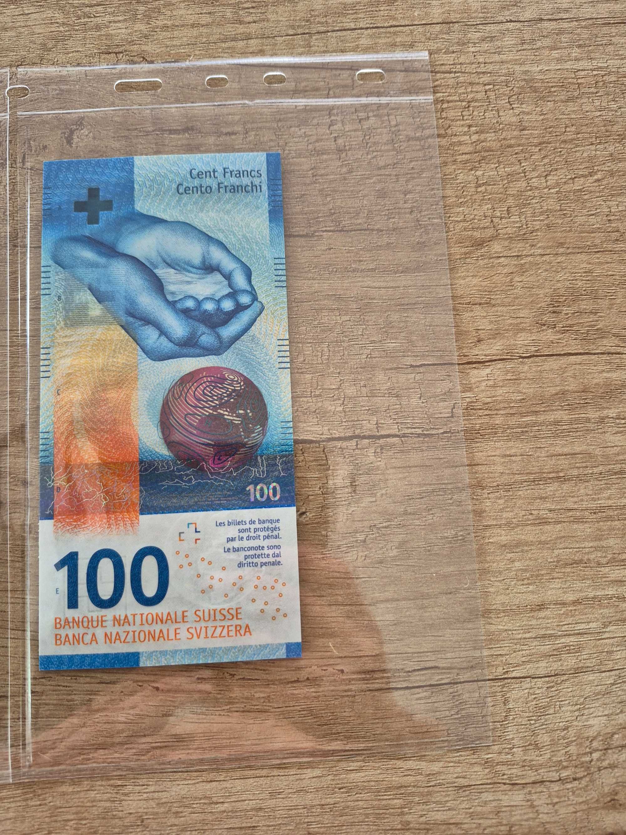 100 Franków Szwajcarskich Francs Franchi UNC Frank Bank