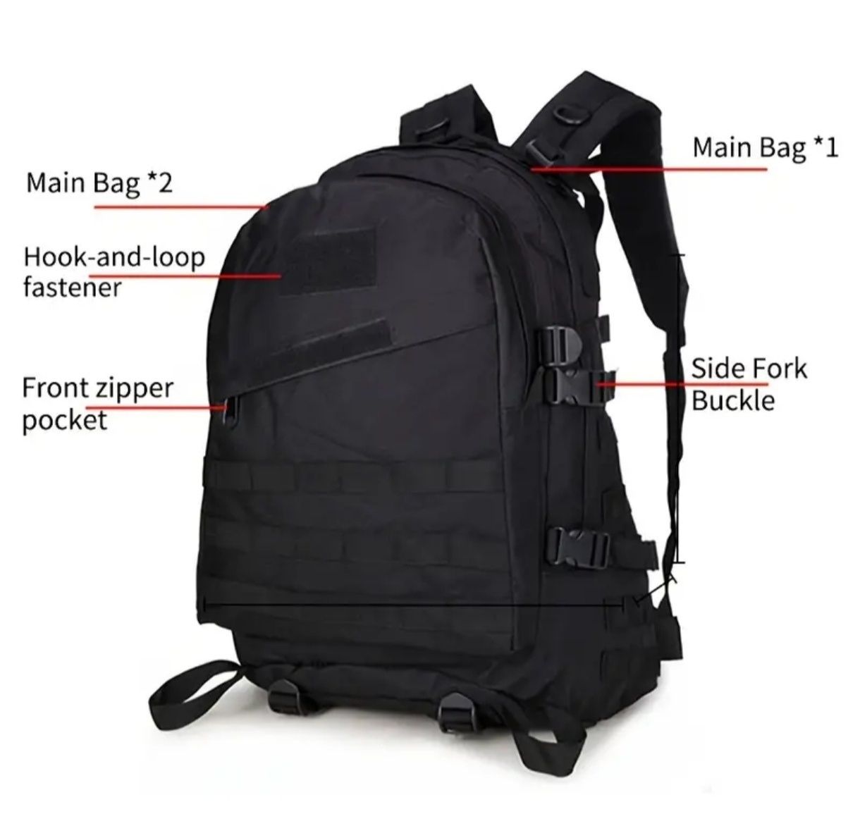 Mochilas tática, preta 50lt