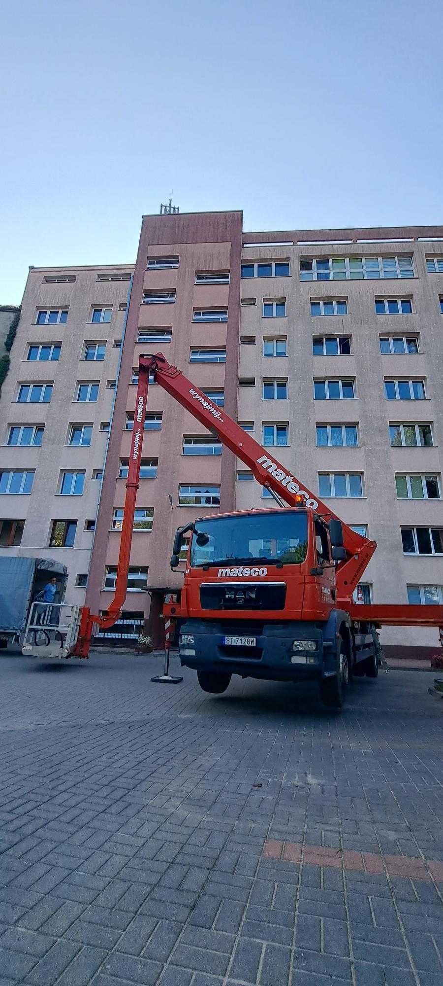 Podnośnik koszowy na wynajem, 45M, Palfinger, Warszawa i Łódź, okolice