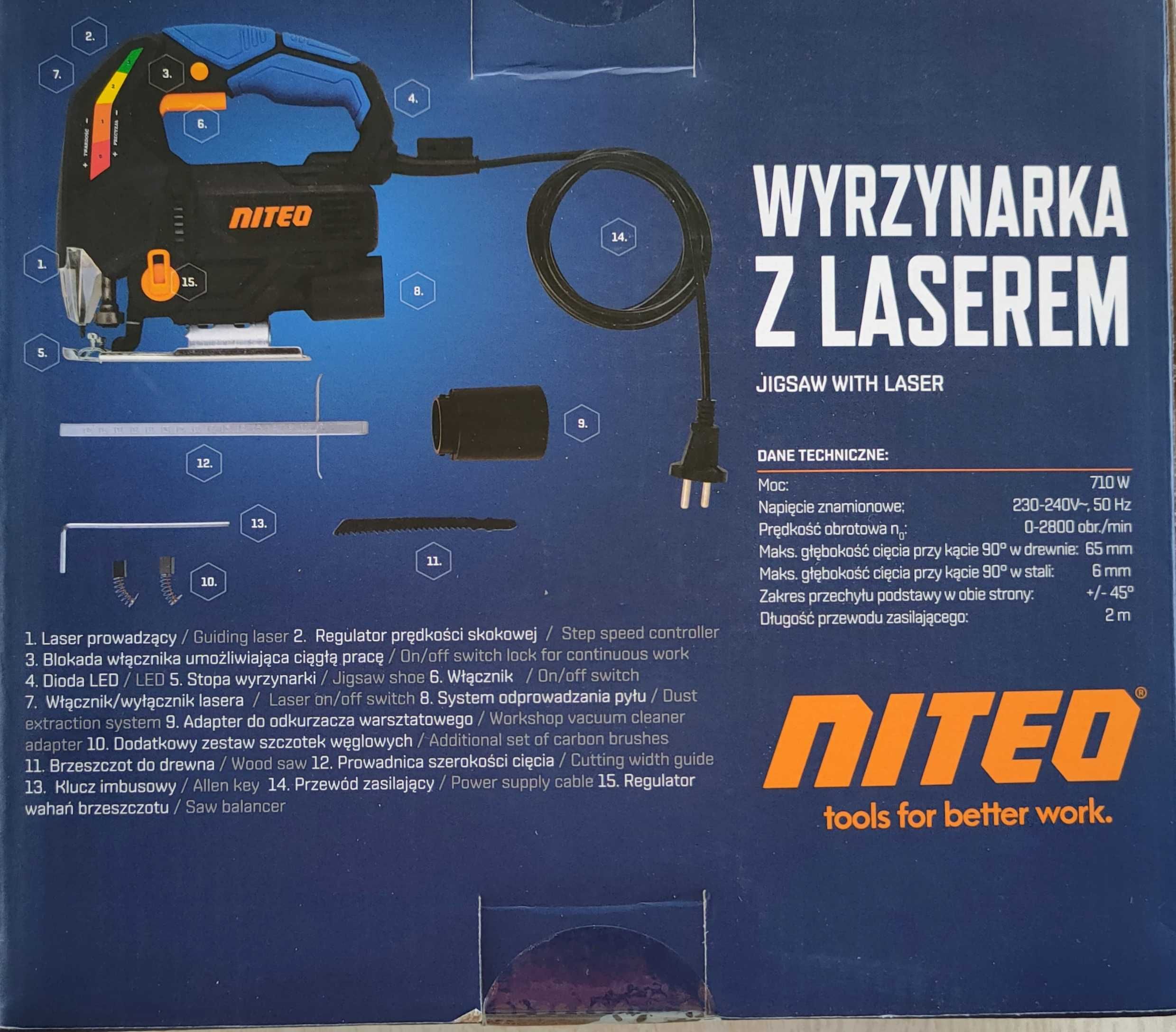 Wyrzynarka z laserem Niteo 710W nowa