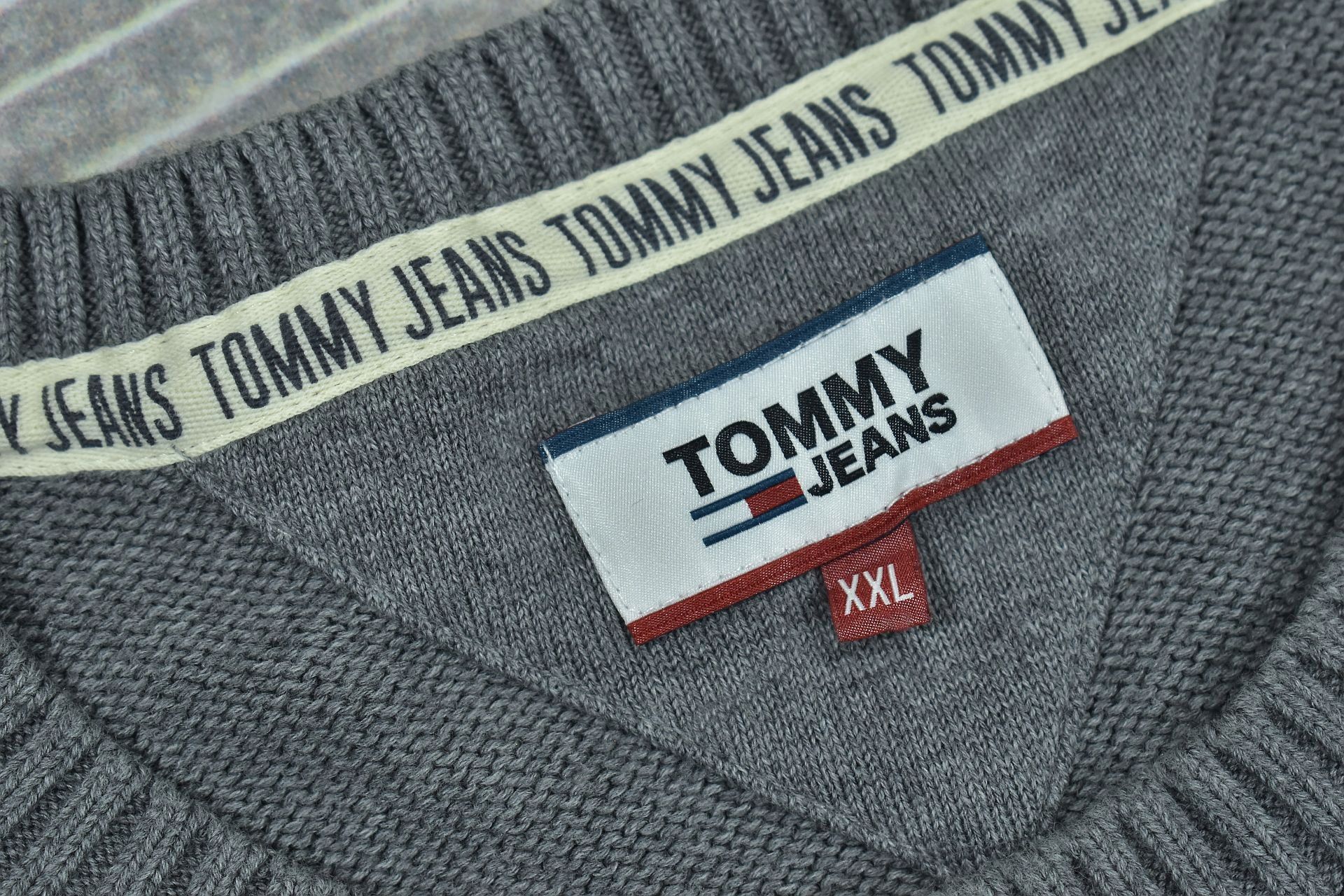 TOMMY HILFIGER Szary Bawełniany Sweter Męski XXL