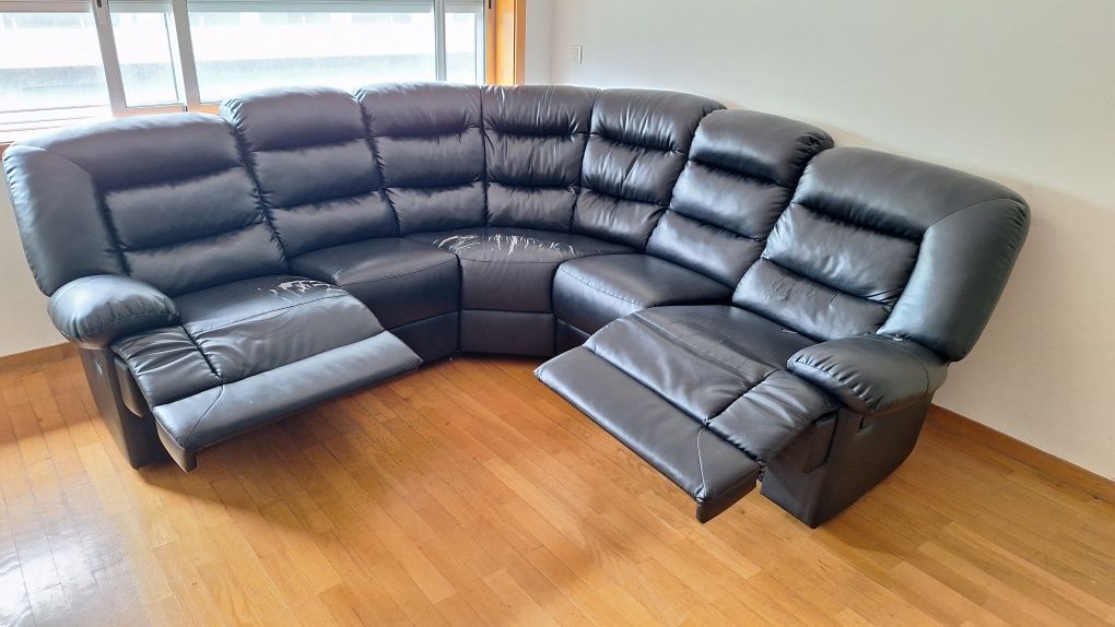 Sofa 7 lugares em semipele reclinavel!