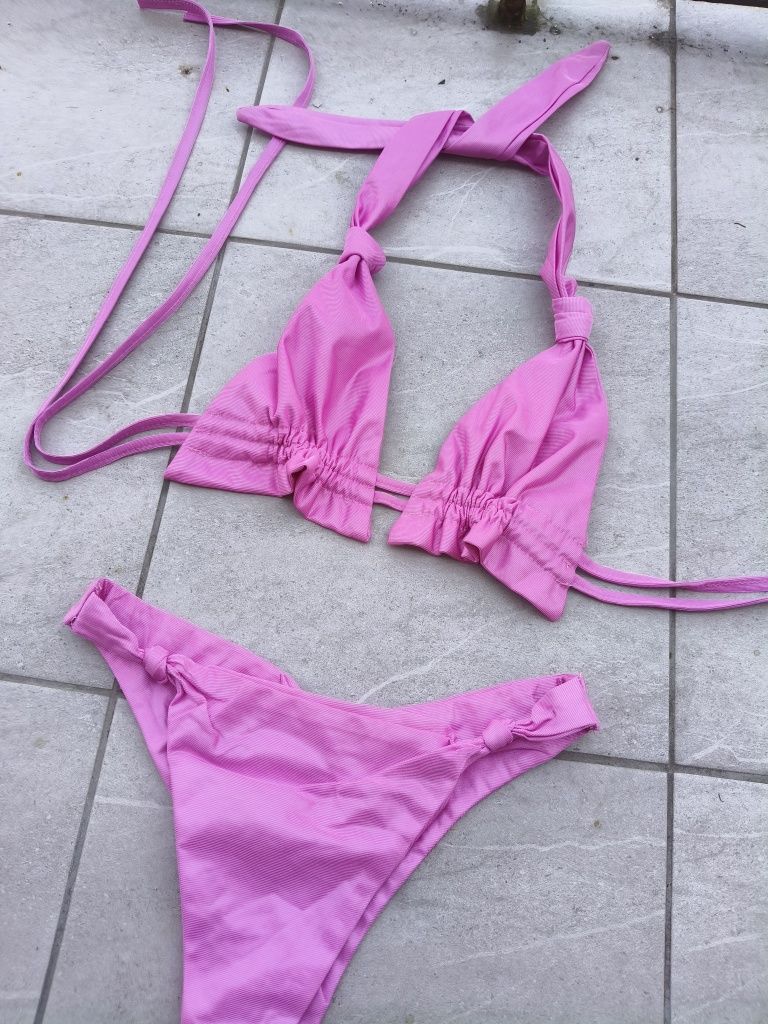 Nowe bikini różowy strój kąpielowy pink XS S