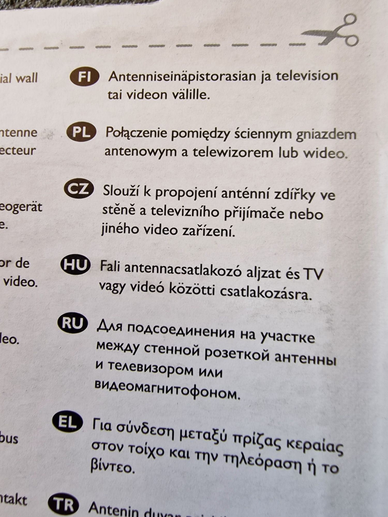 Łącznik gniazdka ściennego i tv kabel antenowy