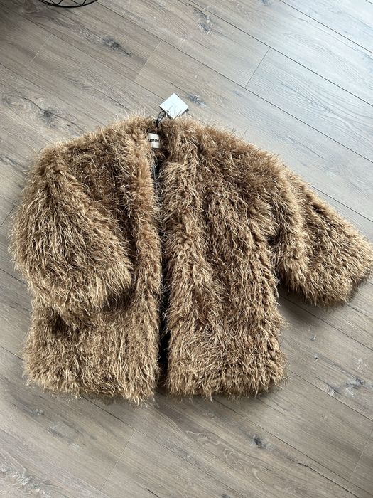 Lumina sztuczne futro futerko plaszcz beżowe camel one size