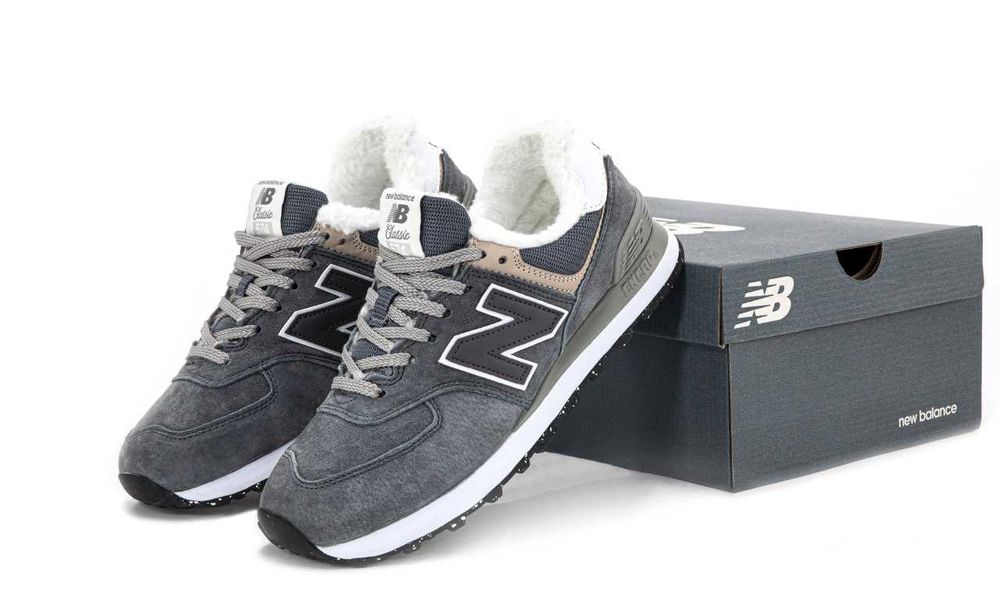Зимние замшевые кроссовки New Balance 574 Winter Fur Мех зимові нб 574
