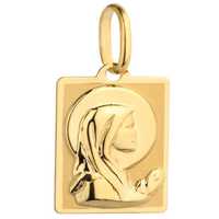 Złoty Medalik 585 Matka Boska z Dzieciątkiem Kwadratowy Duży