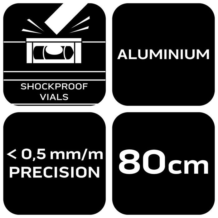 Poziomnica Aluminiowa S 400, 3 Libelle, 2 Uchwyty, 80 Cm
