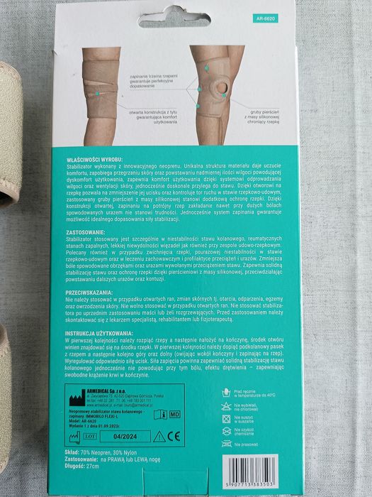 Stabilizator stawu kolanowego, orteza AR-6620 ARmedical