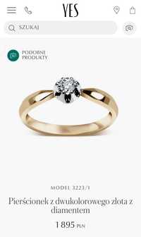 Złoty pierścionek zaręczynowy 585 z diamentem