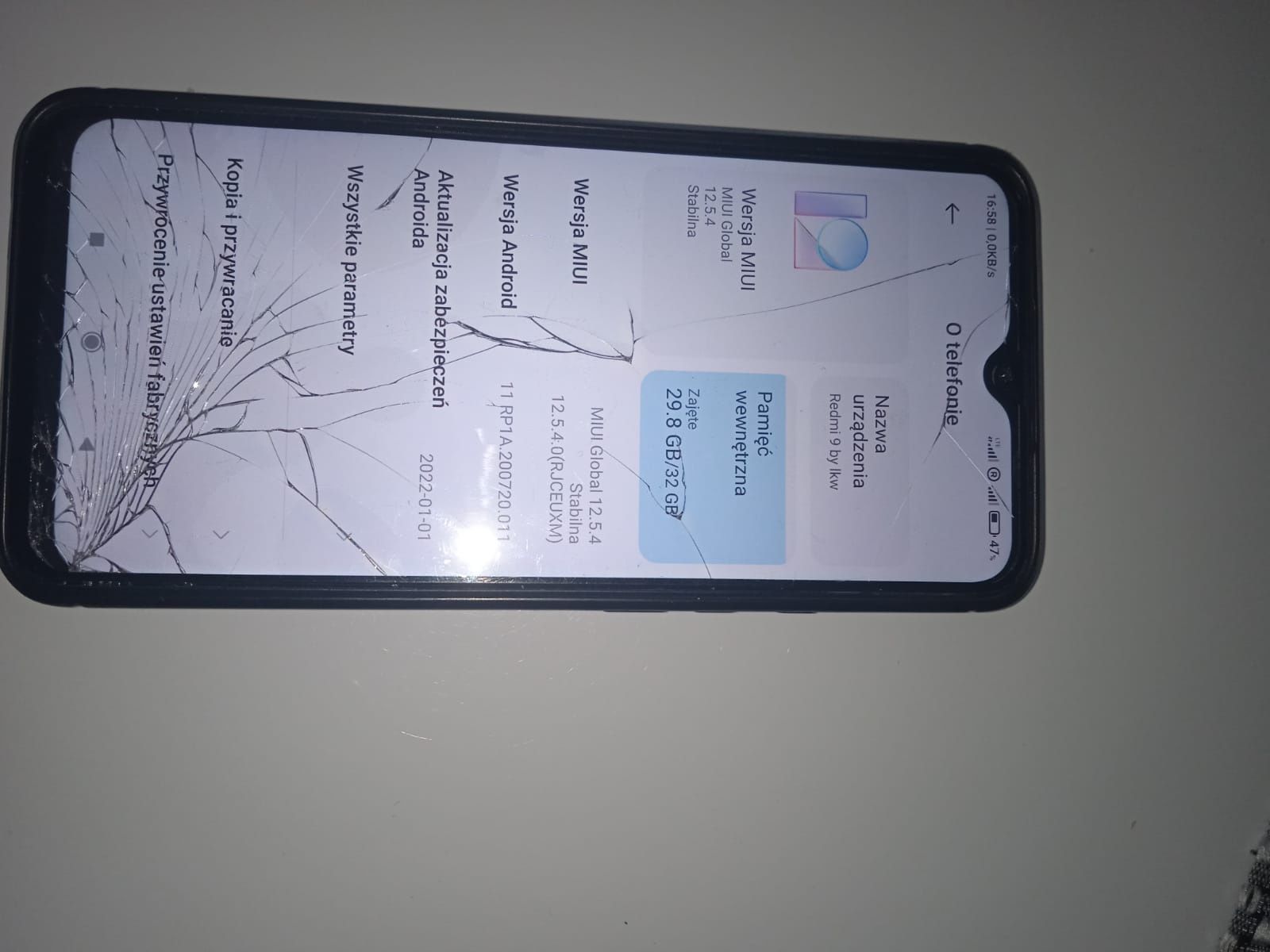 Uszkodzony telefon xaiomi redmi 9c 3/32