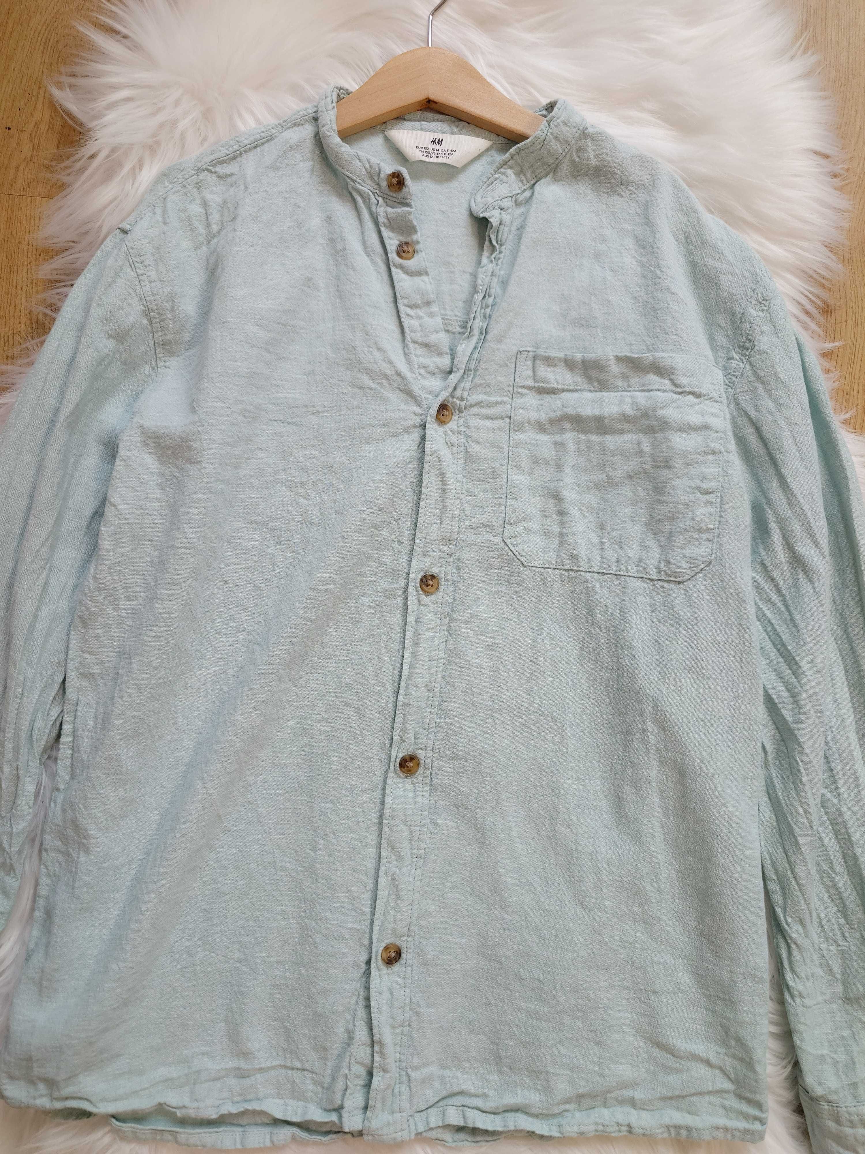 Lniana koszula dla chłopca, długi rękaw, H&M 152