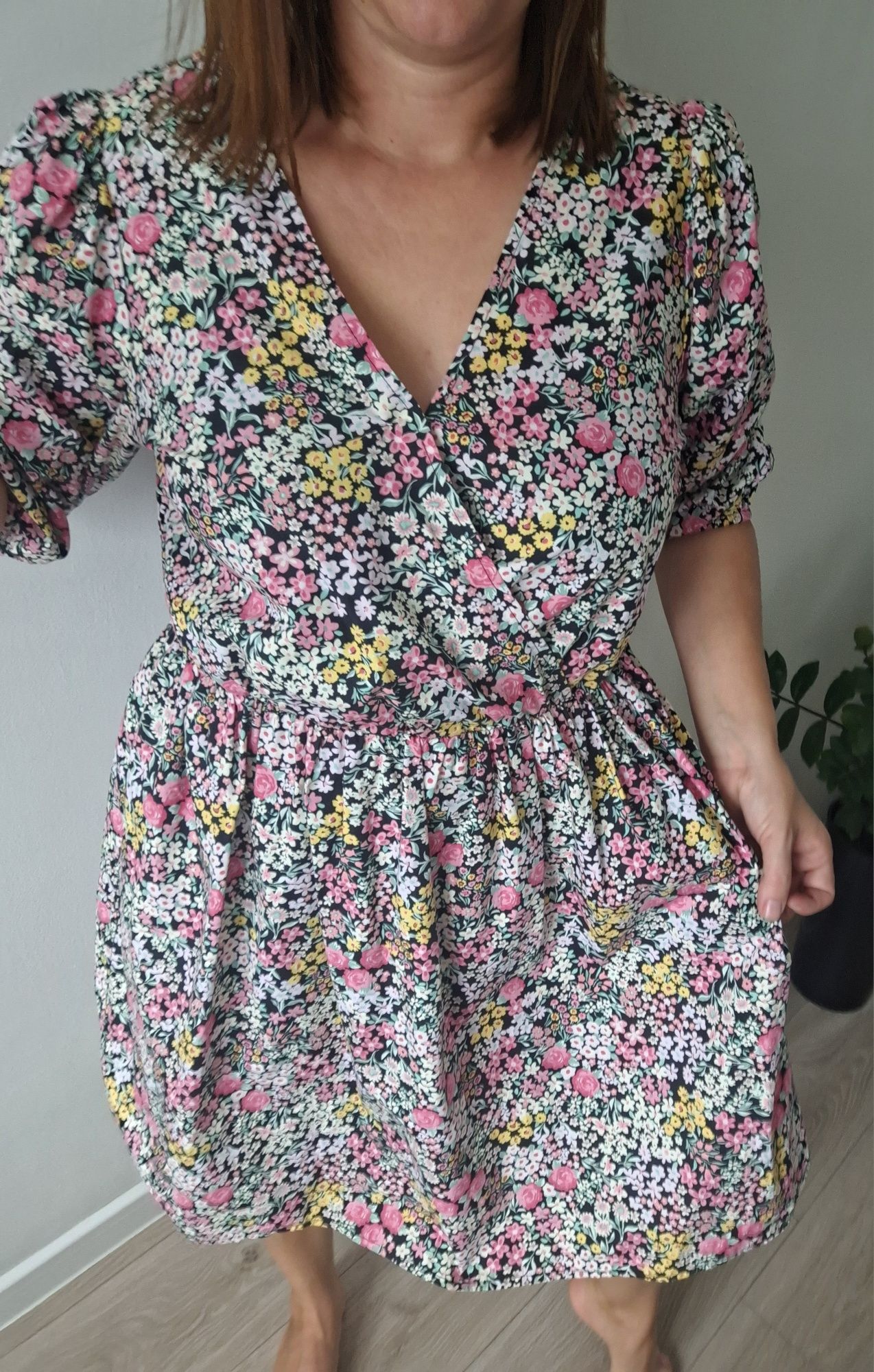 Sukienka damska bawelniana boho kwiatki f&f 38 M