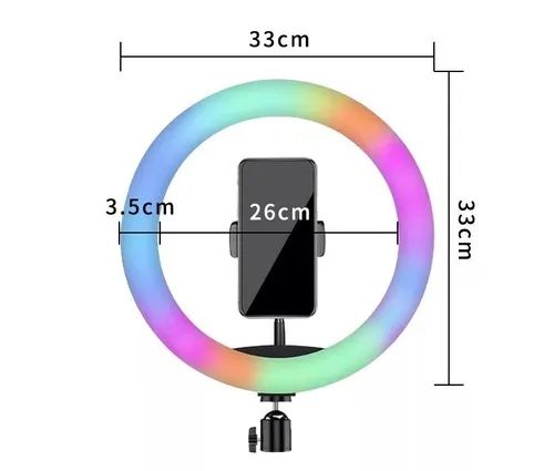 Кольцевая LED-лампа 33 см RGB цветная+штатив  !работает от Power Bank!
