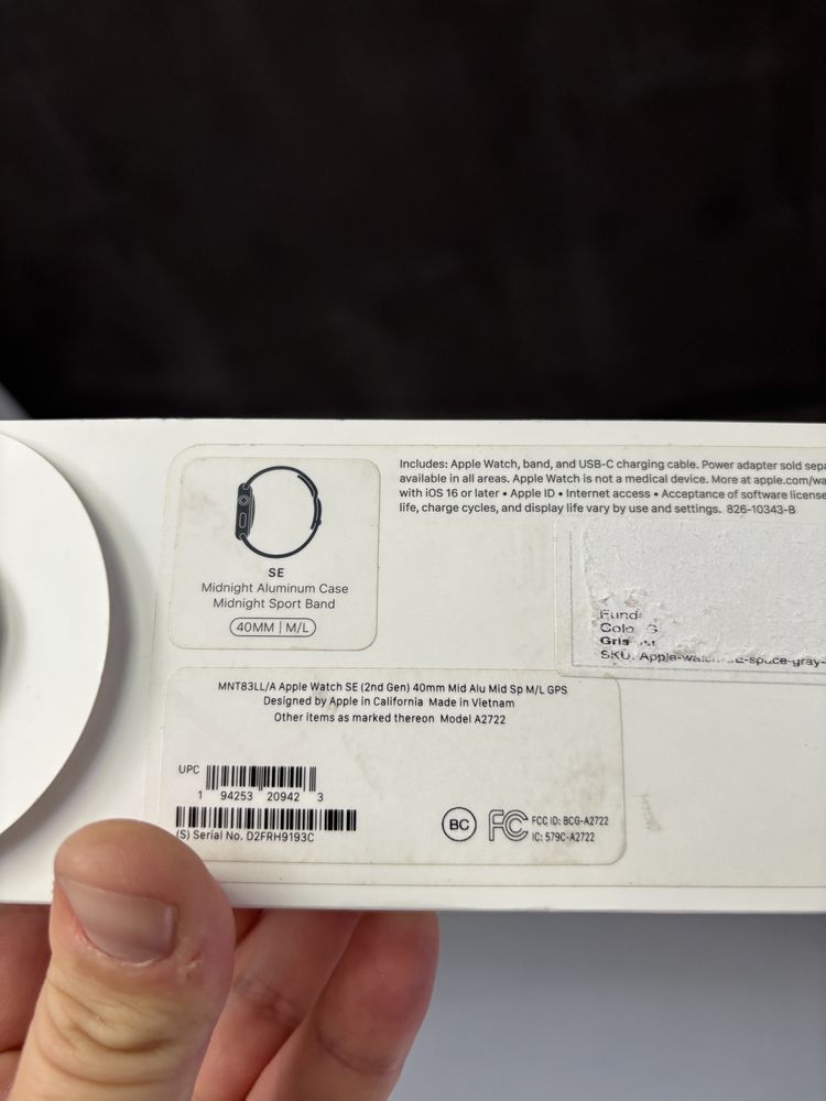 Apple watch SE2 40 mm midnight нові open box