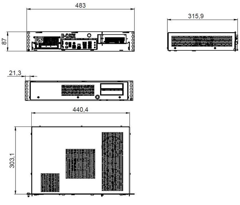 Wyprzedaż - obudowa do szafy RACK 19 cali - R-CASE 3, mATX 2U 2x 3.5"