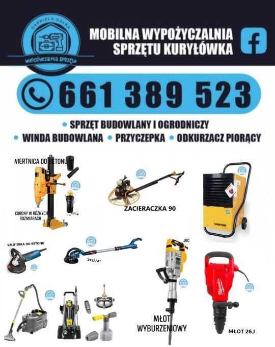 Wypożyczalnia Sprzętu wertykulator wiertnica młoty gilotyna listwa