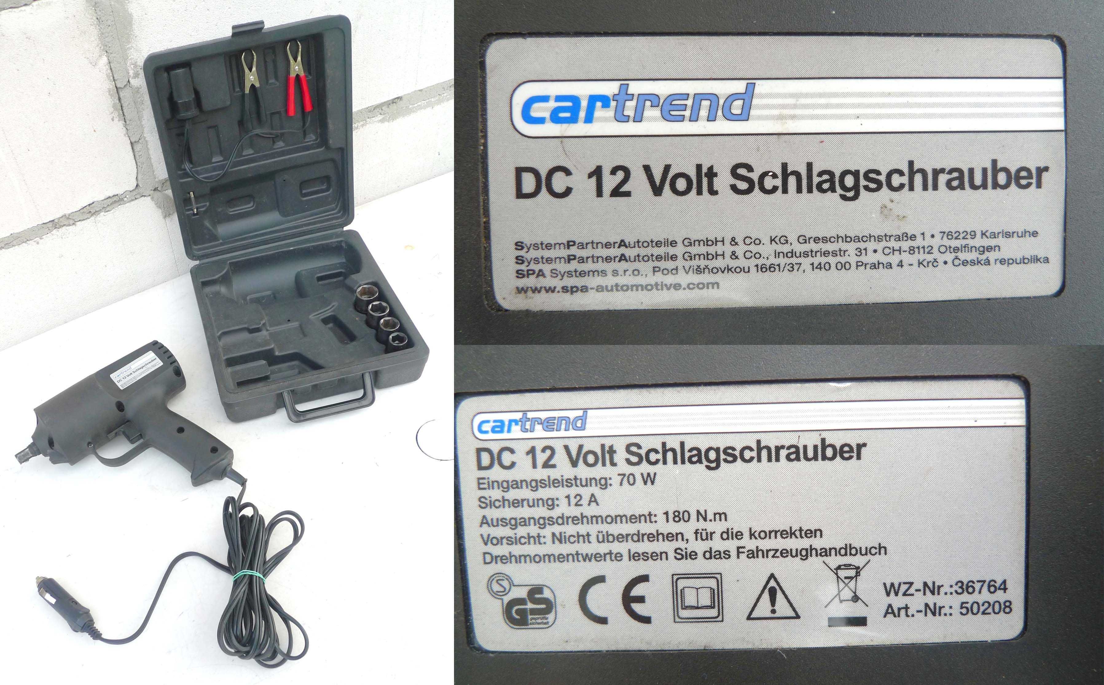 CarTrend elektryczny klucz udarowy 12V walizka nasadki adapter