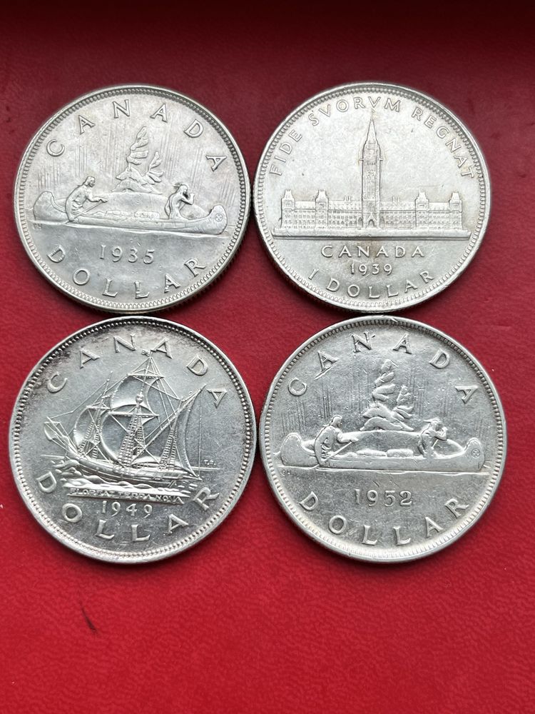 Серебро Канада 1 доллар 1935, 1939, 1949, 1952