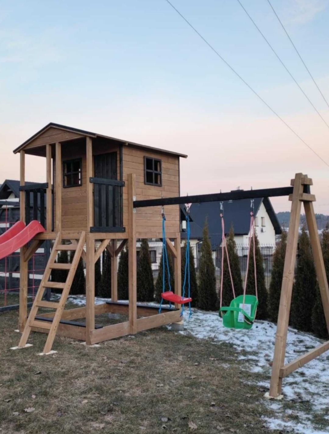 Duży domek dla dzieci XXL, huśtawka, zjeżdżalnia,