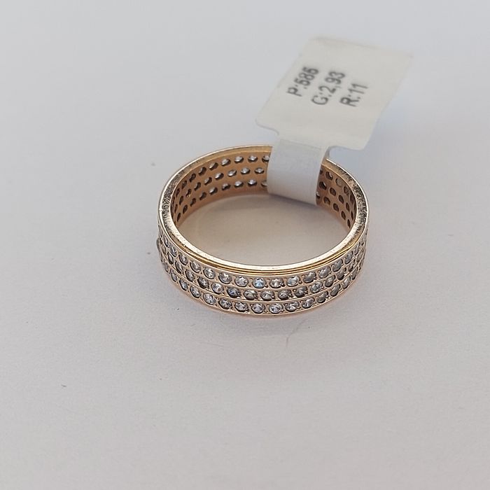 Złoty Pierścionek Obrączka z cyrkoniami R11