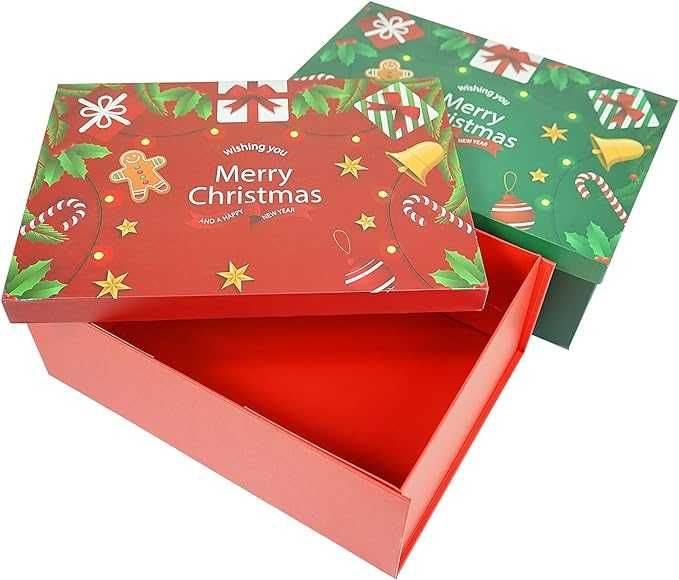 Pudełko na prezenty świąteczne z pokrywką i wypełnieniem P739
