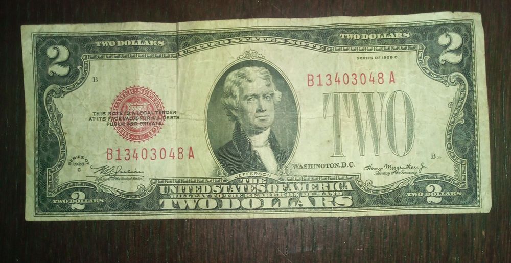Рідкісна доларова купюра 2$ 1928року