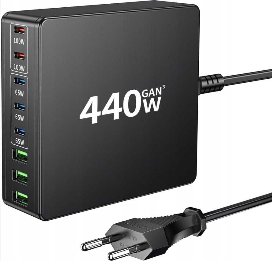 Ładowarka 440W – 8 Portów (5x USB-C, 3x USB) DUAL PD PPS