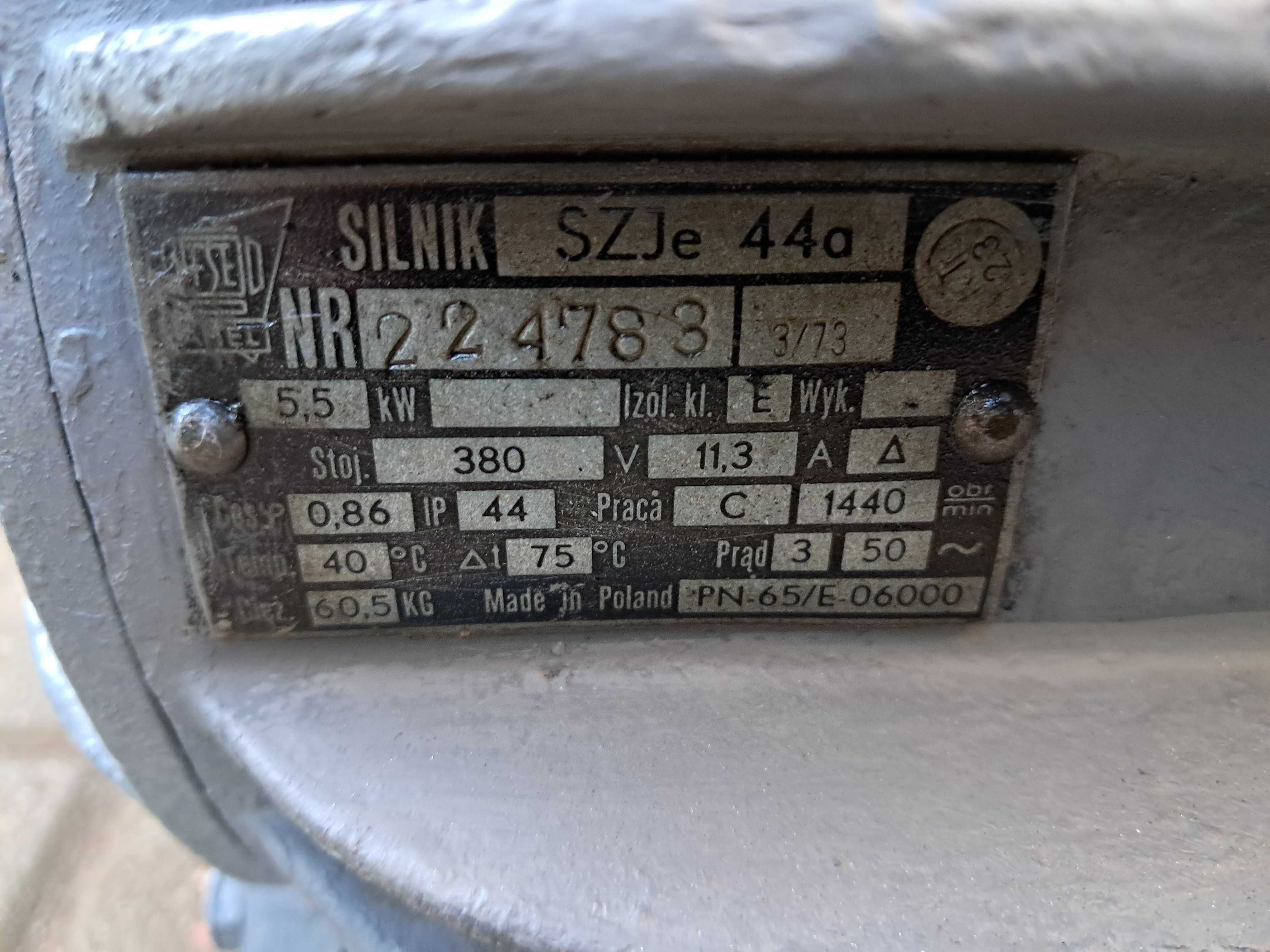Silnik elektryczny 5.5 kw 1440 obrotów Polski  .Wysyłka