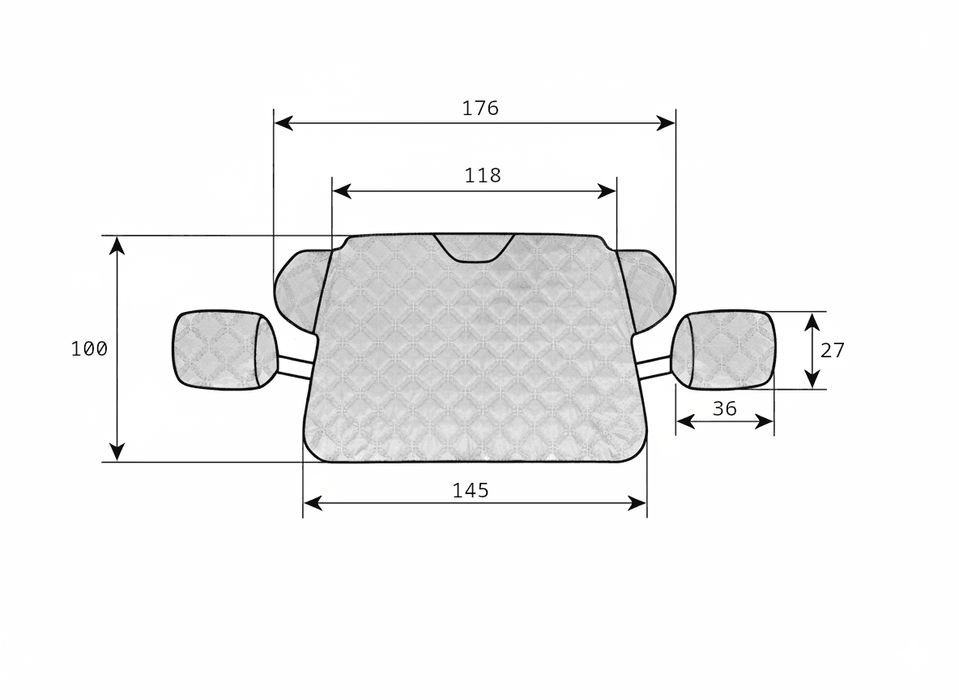 Osłona Antyszronowa na Szybę Samochodu i na Lusterka 145x100 cm