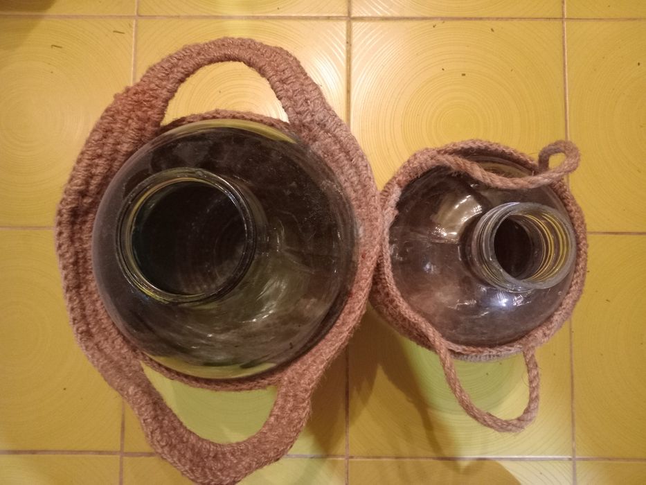 Булиль-банка 10л та бутиль 5 л скляні в чохлах з джута