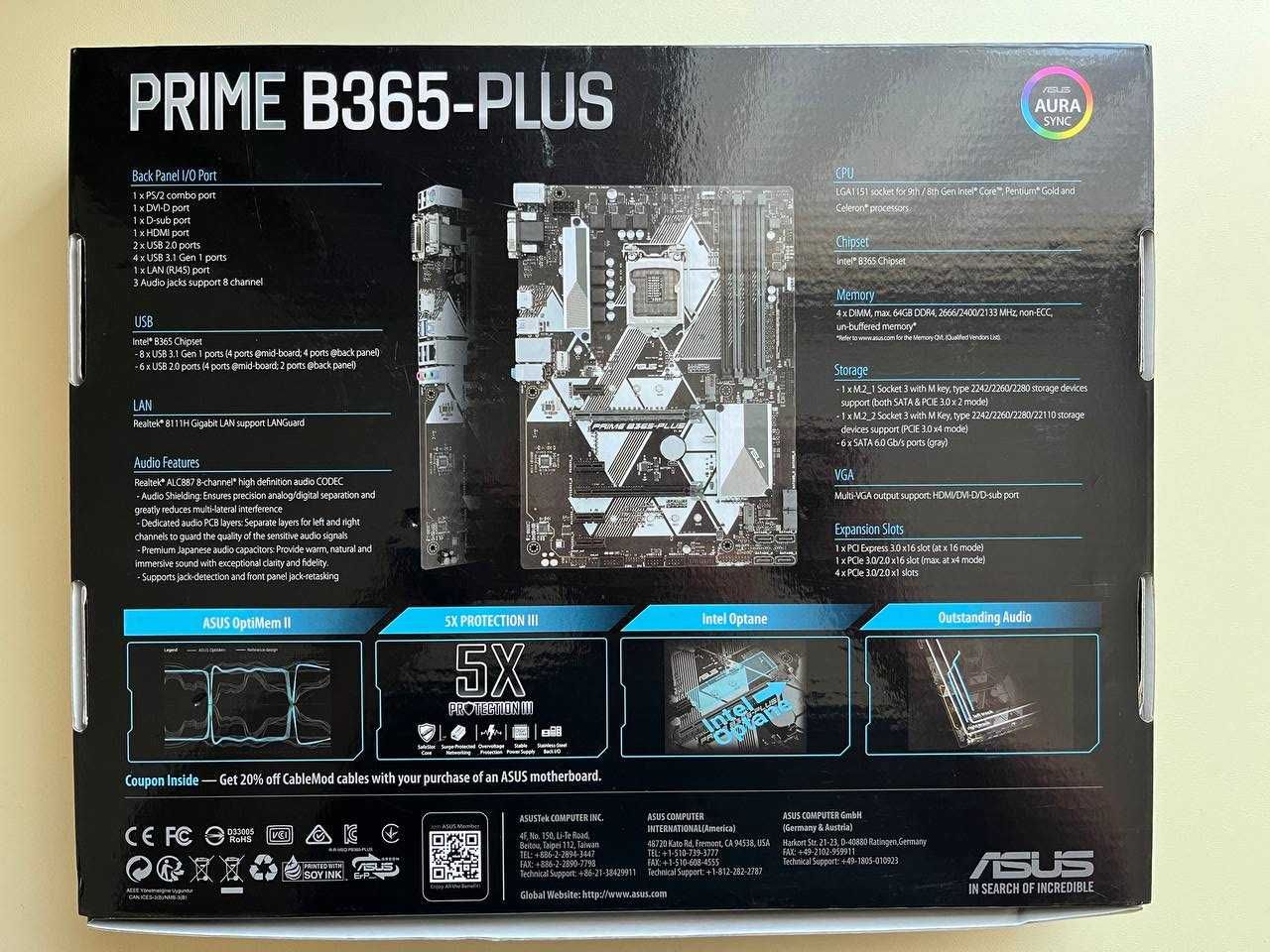 Материнська плата Asus Prime B365-Plus (s1151, Intel B365, PCI-Ex16)