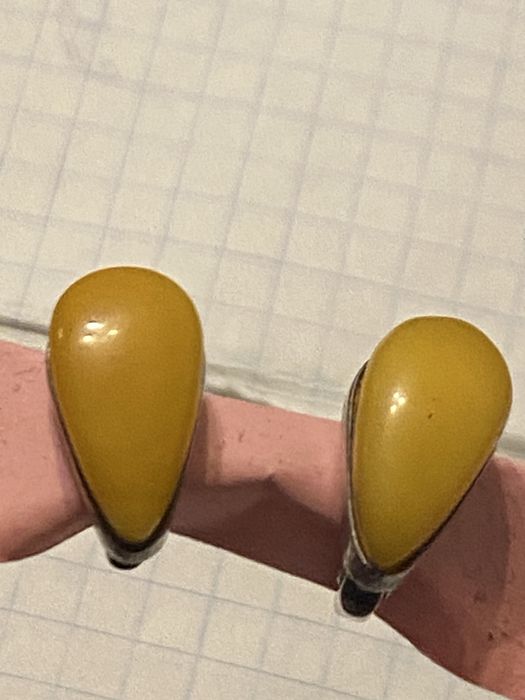 Серьги серебро с янтарем 925 СССР.