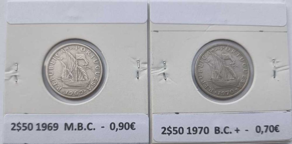 14 Moedas da 2⁰ República Portuguesa de 2,50 escudos Níquel